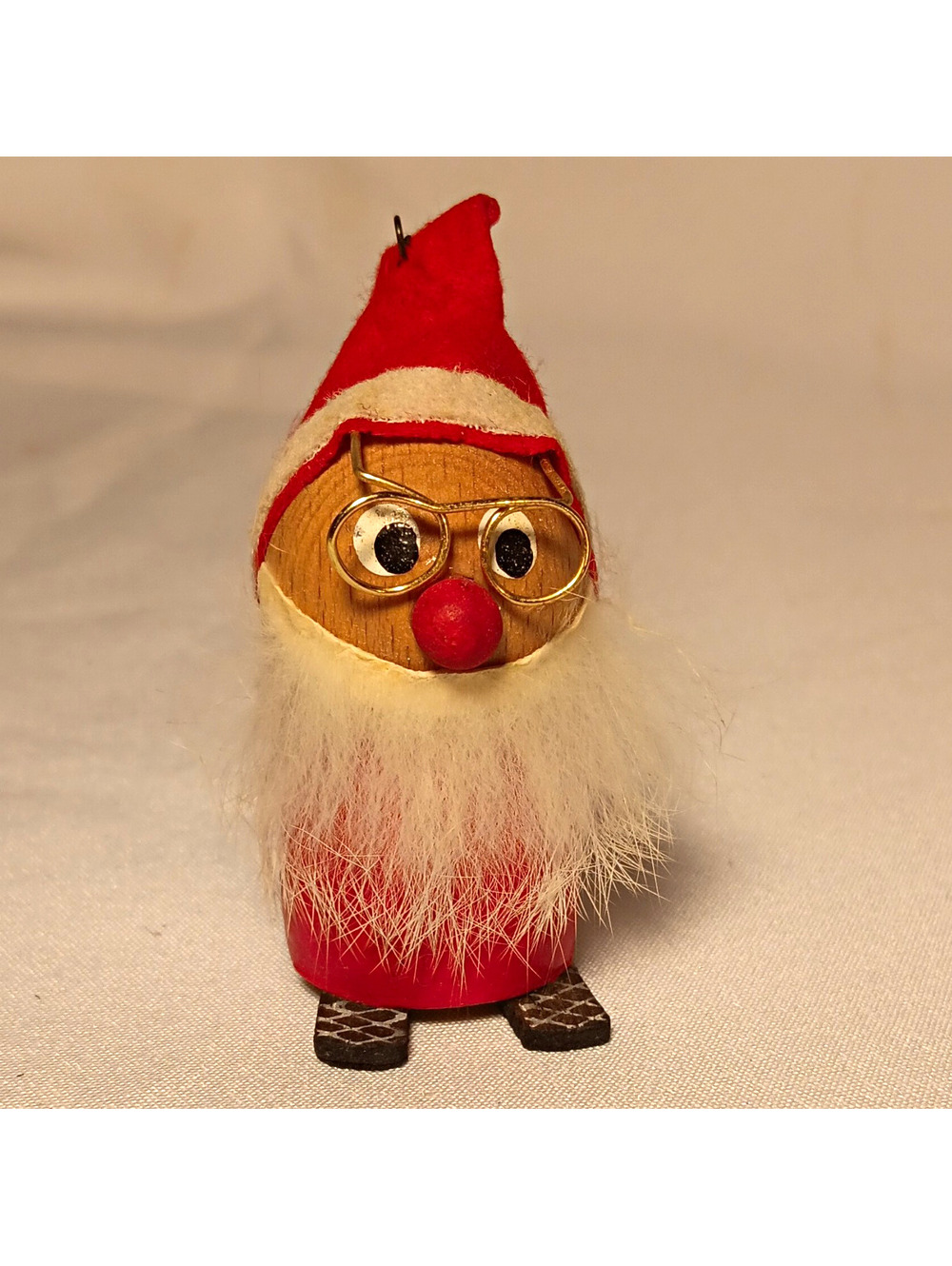 Kurt S. Adler Wooden Santa Figurine Painted 3D Effect 3.5 in Made in Japan